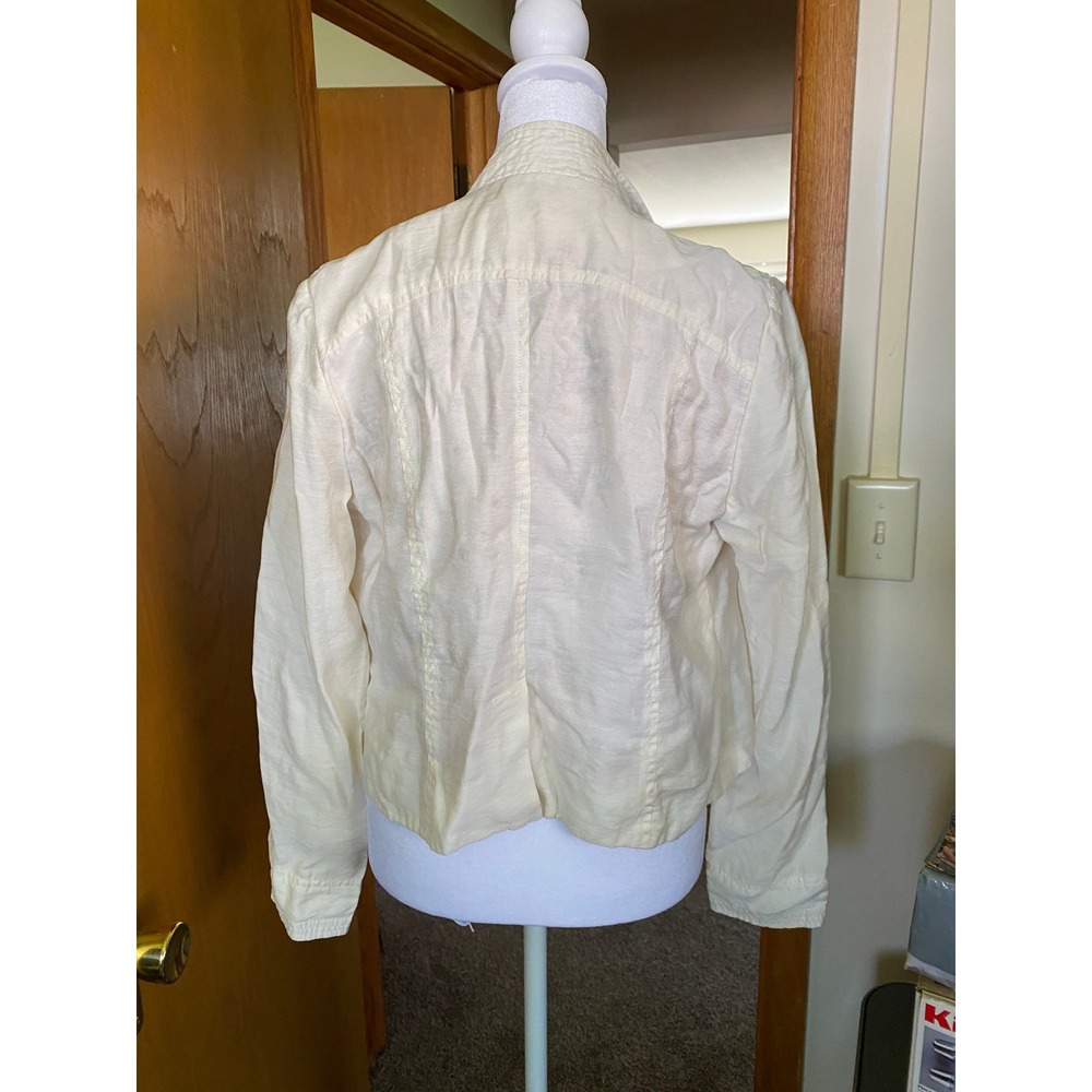 Free People Ruffle Draped Cream Cropped Jacket 2 Work Preppy Twee Office Boho - Picture 2 of 7